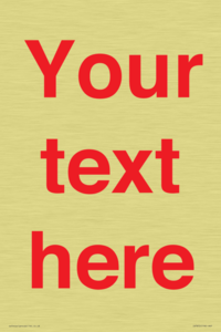 Custom blank information sign. Red text, plain background